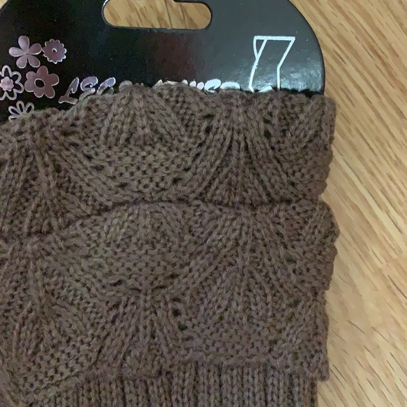 Knit leg warmers/boot cuffs-Brown - Picture 2 of 6